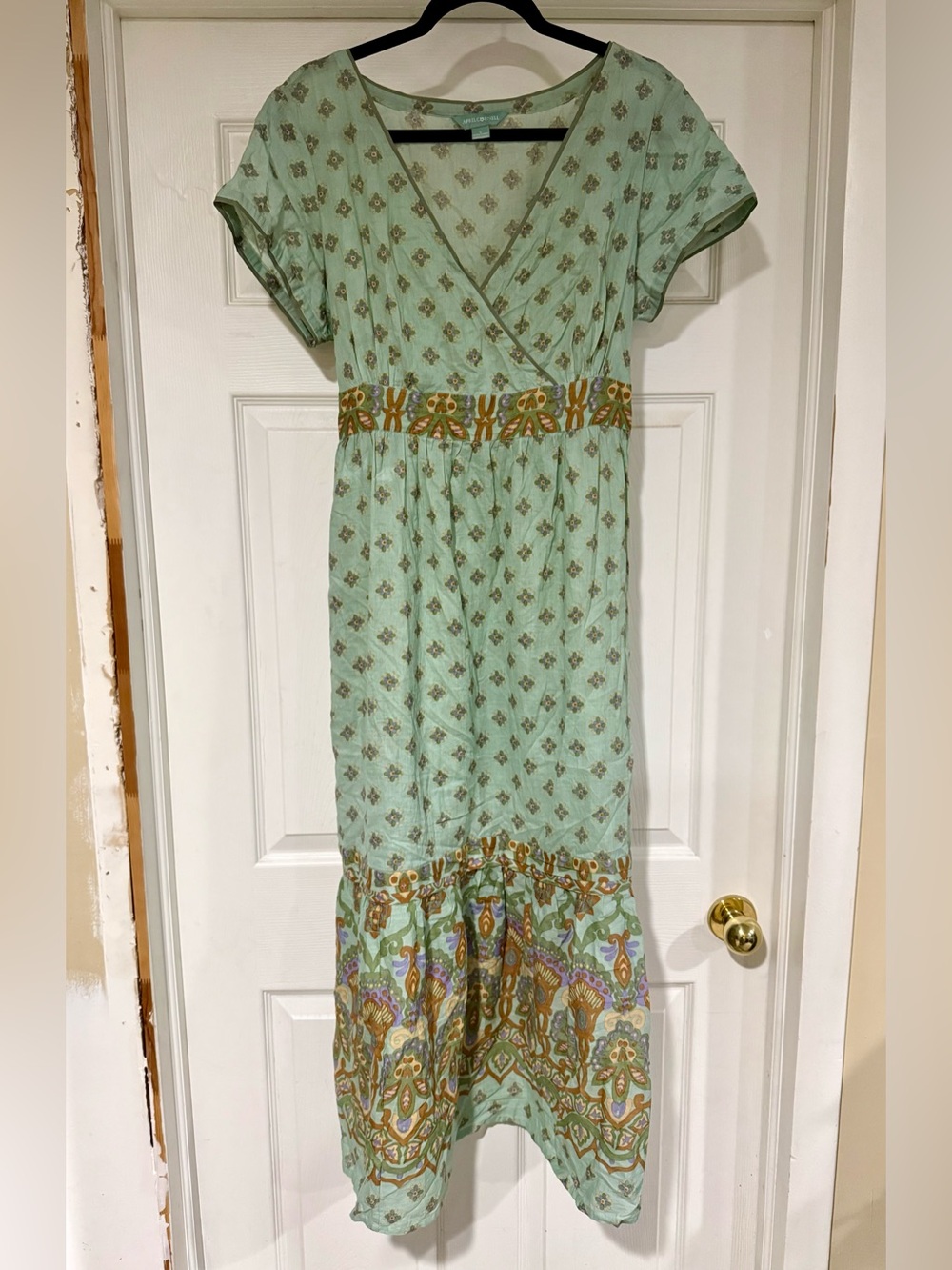 April Cornell Mint Green Floral Maxi Dress